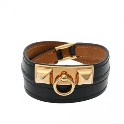 Pre-owned Leather bracelets Hermès Vintage , Black , Dames