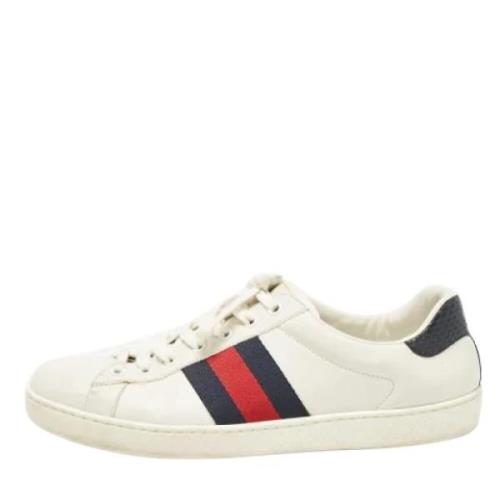 Pre-owned Leather sneakers Gucci Vintage , White , Heren