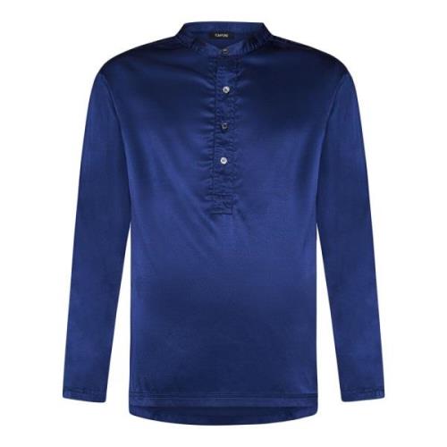 Blauwe Zijden Henley Ondergoed Tom Ford , Blue , Heren