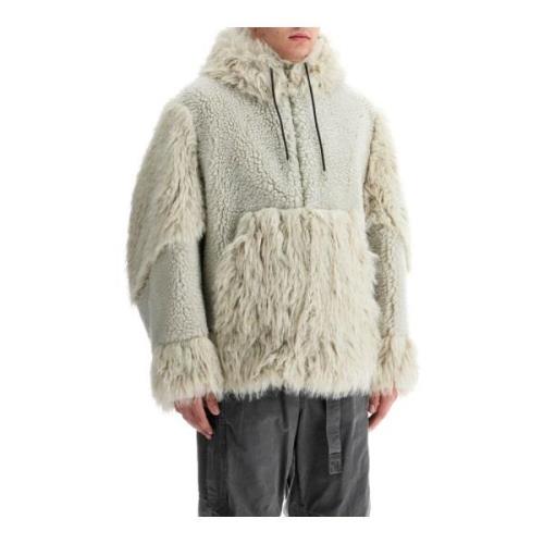 Shearling capuchon fleece jack Sacai , Beige , Heren