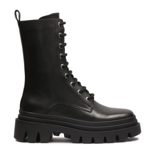 Zwarte laarzen in militaire stijl Kazar , Black , Dames