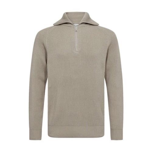 Gebreide Half-Zip Sweater Resteröds , Beige , Heren