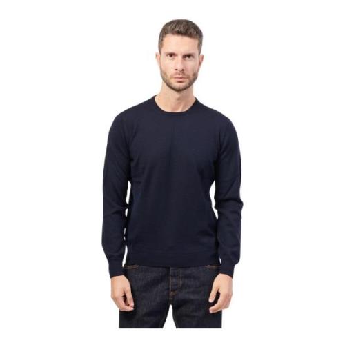 Blauwe Merino Sweater Fashion Fit Gran Sasso , Blue , Heren