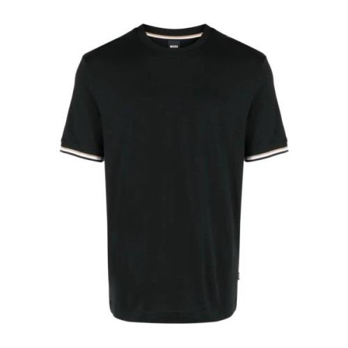 Stripe-trim Katoenen T-shirt Hugo Boss , Black , Heren