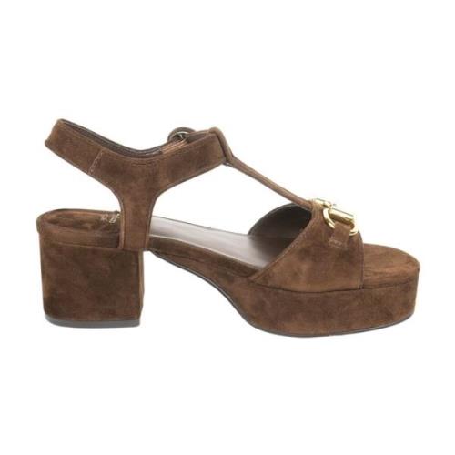 Glamoureuze Suède Hoge Hak Sandalen Jeffrey Campbell , Brown , Dames