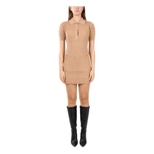 Mini gebreide jurk met knoopdetails Twinset , Beige , Dames