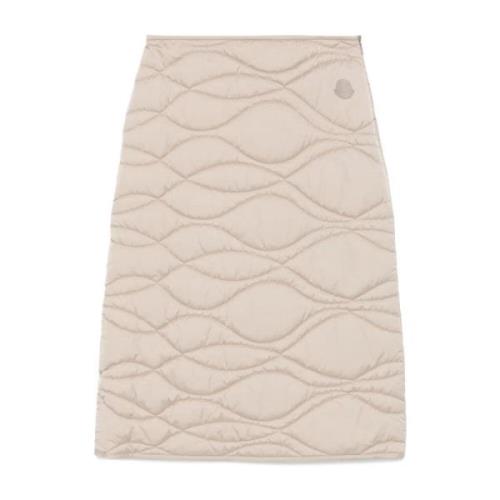 Gewatteerde rok met textuur en applicatielogo Moncler , Beige , Dames