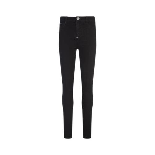 Zwarte High-Waist Jegging Broek Philipp Plein , Black , Dames