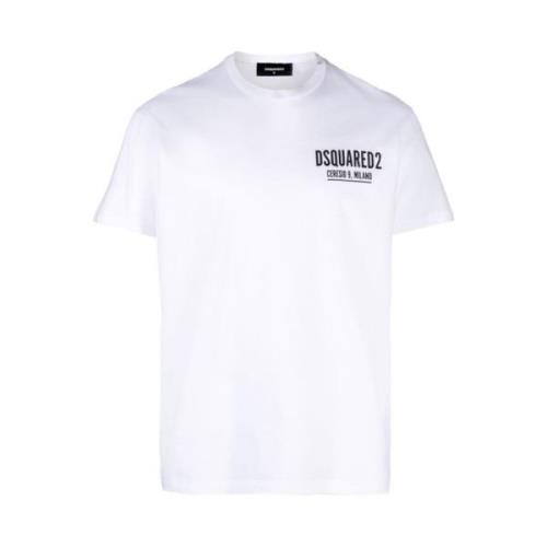 Wit Katoenen T-shirt Gemaakt in Italië Dsquared2 , White , Heren