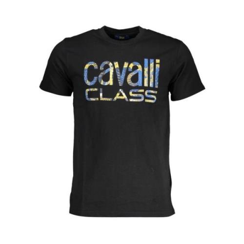 Zwart Bedrukt Logo T-Shirt Cavalli Class , Black , Heren