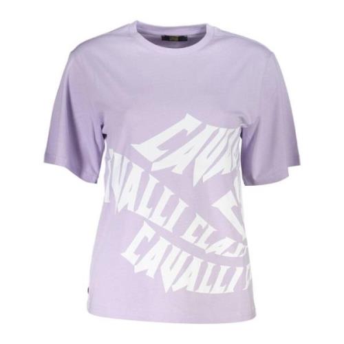 Lila Grafische Korte Mouw T-shirt Cavalli Class , Purple , Dames