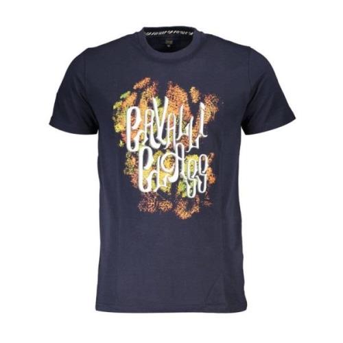 Grafische Print Katoenen T-Shirt Mannen Cavalli Class , Blue , Heren