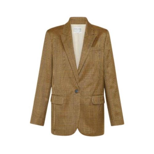 Prins van Wales Geruite Tailored Jacket Forte Forte , Brown , Dames