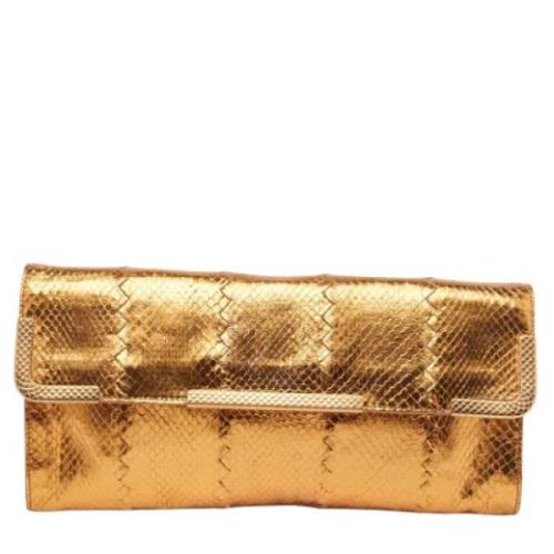 Pre-owned Leather clutches Bottega Veneta Vintage , Yellow , Dames