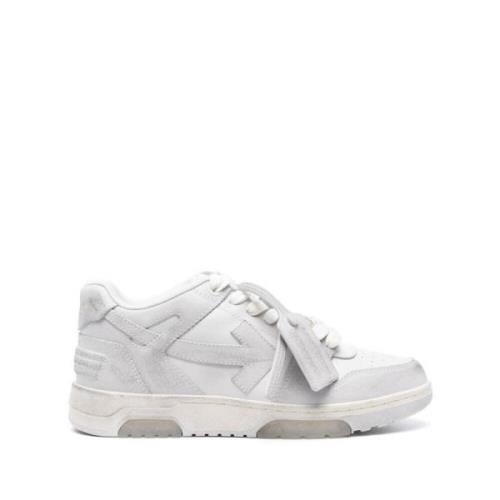 Grijze Suède Sneakers met Handtekeningdetails Off White , White , Here...