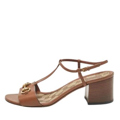 Pre-owned Leather sandals Gucci Vintage , Brown , Dames