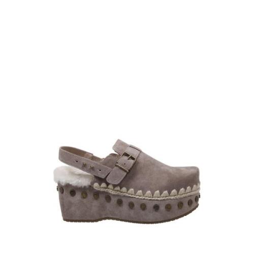 Olifant Grijs Back Strap Mule Mou , Brown , Dames