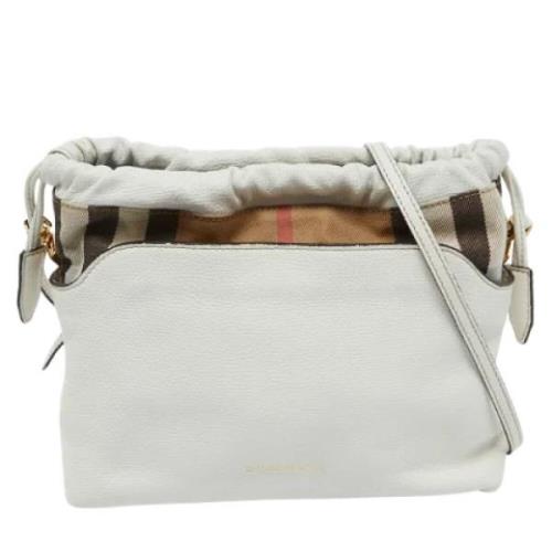 Pre-owned Leather shoulder-bags Burberry Vintage , White , Dames