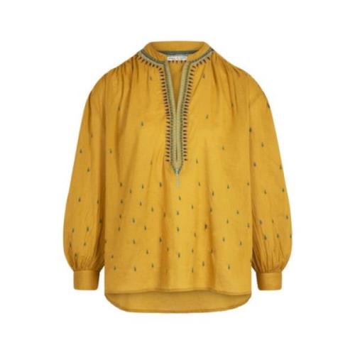 Gilda Matrioshka Blouse met Tunesische kraag Mare Di Latte , Yellow , ...