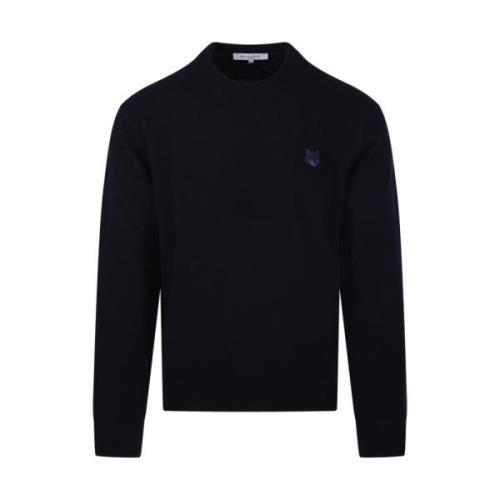 Vossenkop Patch Lamswol Sweatshirt Jumper Maison Kitsuné , Blue , Here...