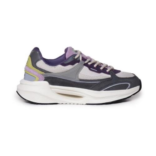 Mesh Kalfsleer Sneakers Grijs Lila Wit D.a.t.e. , Multicolor , Dames