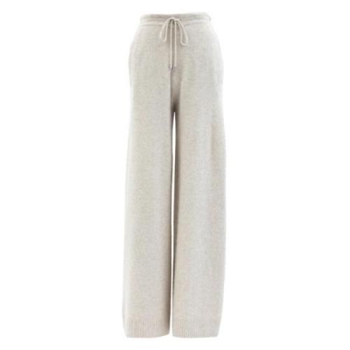 Wijde Been Wollen Broek met Wasbeer en Vos C.T.plage , White , Dames