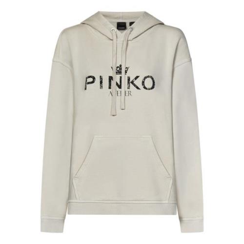 Beige Vintage Katoenen Hoodie Sweatshirt Pinko , Beige , Dames