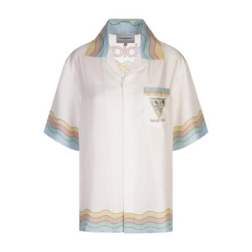 Witte zijden overhemd met palmbomen Casablanca , Multicolor , Dames