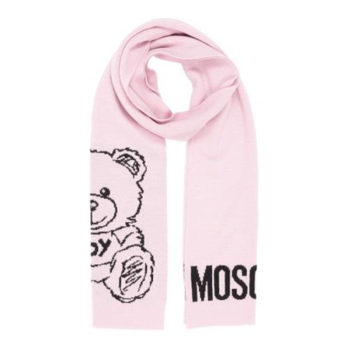 Abstracte Wollen Sjaal met Logo Moschino , Pink , Dames