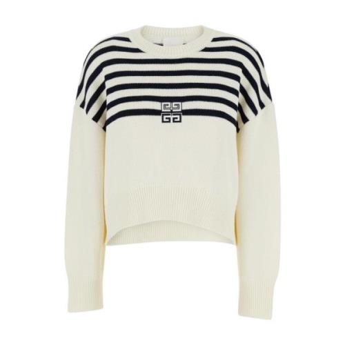 Gestreepte Crewneck Sweater met 4G Logo Givenchy , White , Dames