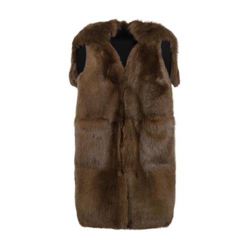 Bruin Leren Jas Max Mara , Brown , Dames