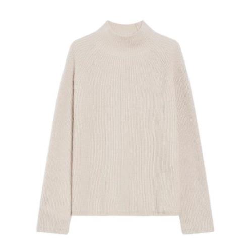 Ecru Wollen Trui Engelse Rib Stijl Max Mara , Beige , Dames