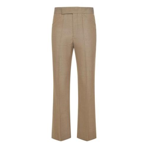 Beige Geknipte Flare Wollen Broek Victoria Beckham , Beige , Dames