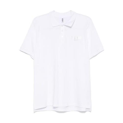 Logo Print Polo Shirt Wit Moschino , White , Heren