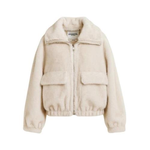 Oversized Faux Fur Blouson Jas Essentiel Antwerp , Beige , Dames