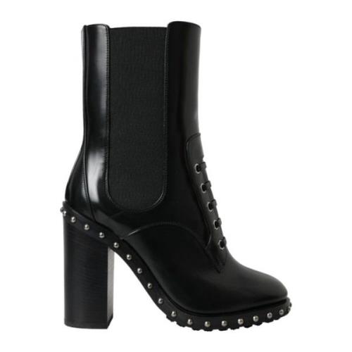 Studded Leren Veterschoenen Enkellaarzen Dolce & Gabbana , Black , Dam...