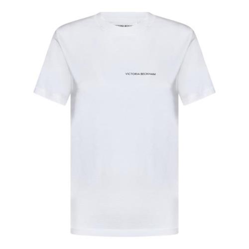 Chique Wit T-shirt met Zwart Logo Victoria Beckham , White , Dames