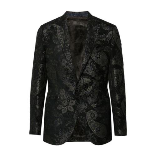 Blauwe Jacquard Bloemen Blazer Jas Etro , Blue , Heren