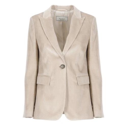 Beige Blazer met Peak Revers Peserico , Beige , Dames