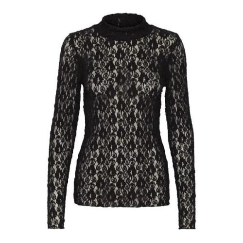 Zwarte Coltrui Blouse met Kant Detail InWear , Black , Dames