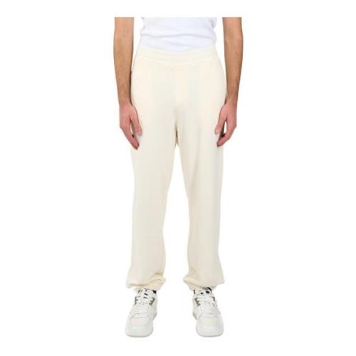 Logo Sweatpants Wide Leg Regular Fit Msgm , White , Heren