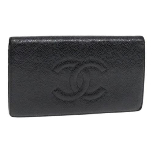 Pre-owned Leather wallets Chanel Vintage , Black , Dames