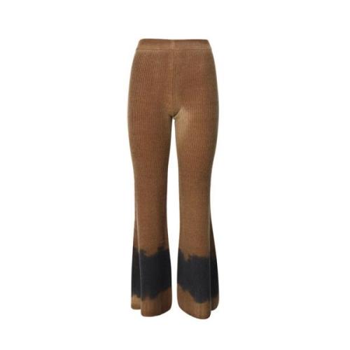 Wijd uitlopende Poot Ontwerp Elastische Taille Broek Akep , Brown , Da...