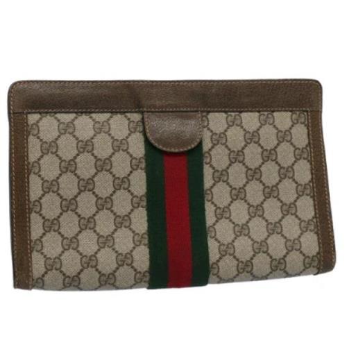 Pre-owned Canvas clutches Gucci Vintage , Beige , Dames