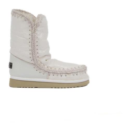 Witte Eskimo Laarzen met Metalen Logo Patch Mou , White , Dames