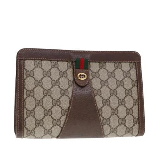 Pre-owned Leather clutches Gucci Vintage , Beige , Dames