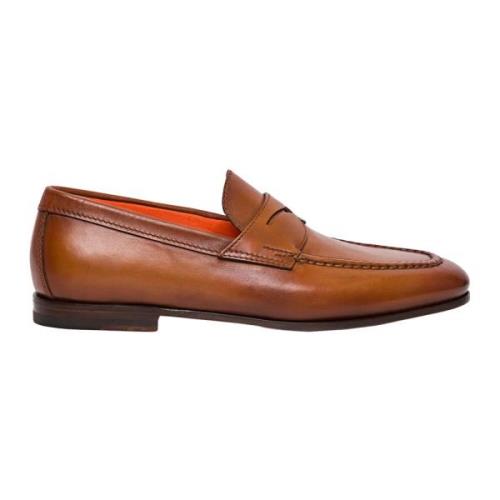 Leren Loafers Santoni , Brown , Heren