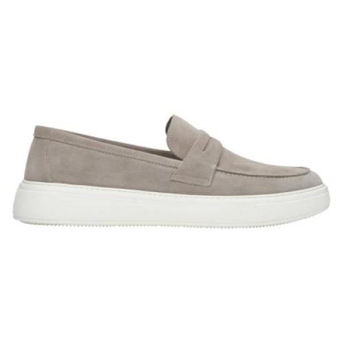 Heren Grijs & Beige Echt Suède Slip-On Loafers Estro , Gray , Heren