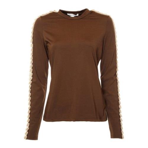 Geplooide Trim Lange Mouw Shirt JW Anderson , Brown , Dames