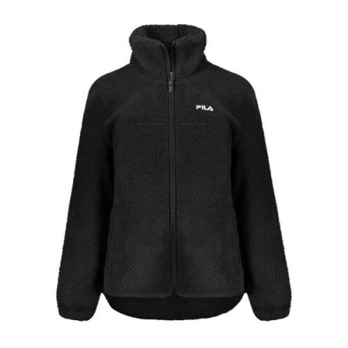 Zwarte Geborduurd Logo Langemouw Jas Fila , Black , Dames